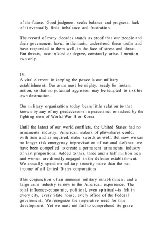 DOCUMENT 4Dwight D. Eisenhower, Farewell Address to the Nation” (
