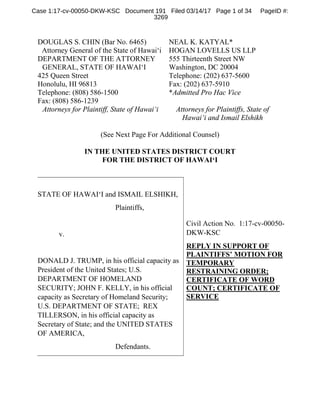DOUGLAS S. CHIN (Bar No. 6465)
Attorney General of the State of Hawai‘i
DEPARTMENT OF THE ATTORNEY
GENERAL, STATE OF HAWAI...