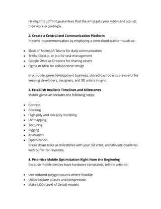Best Practices for Collaborating with 3D Artists in Mobile Game ...