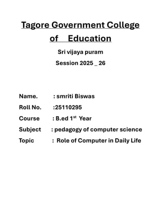 The Role of Computers in Enhancing Daily Life Across Various Sectors | PDF