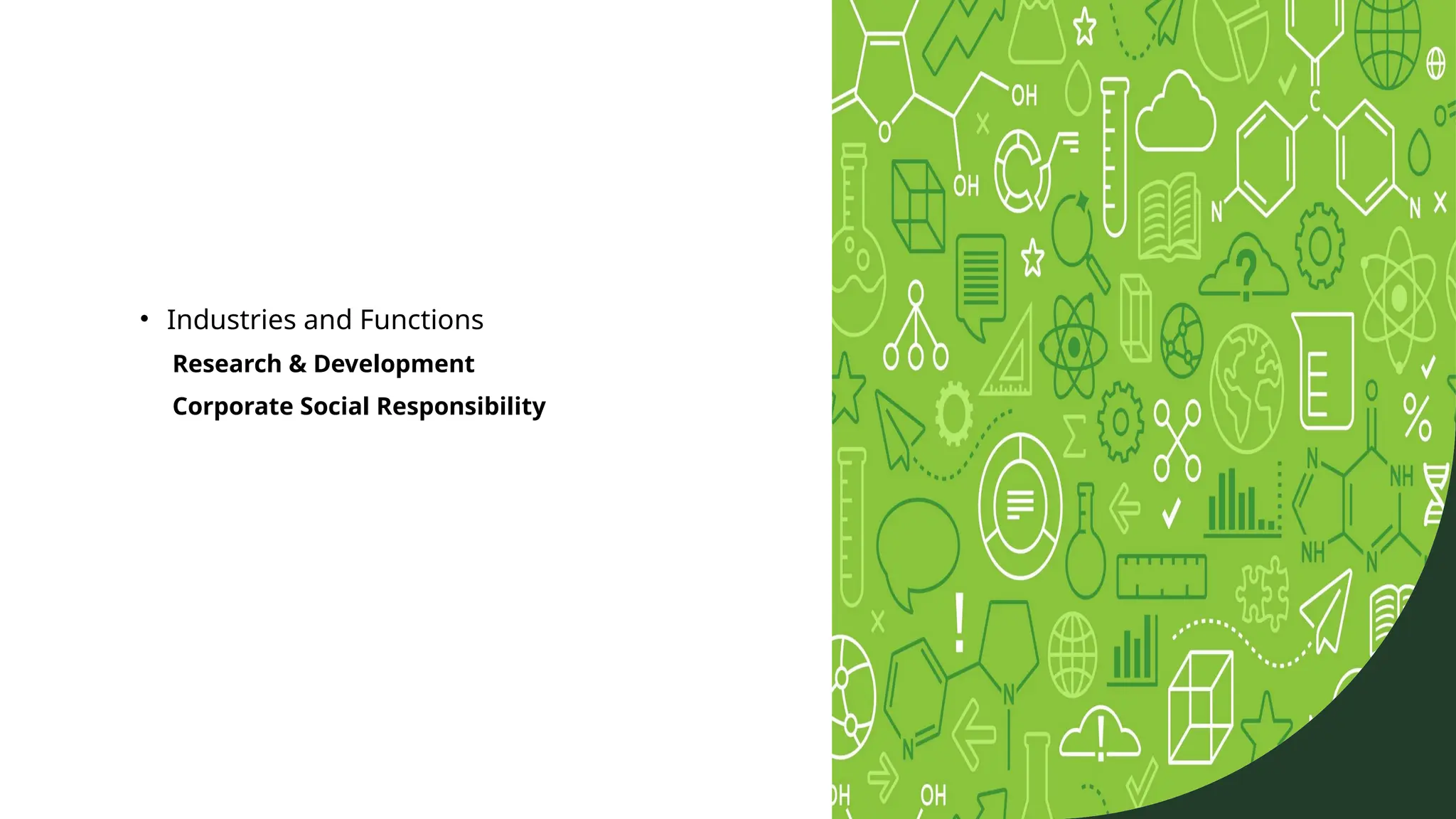 • Industries and Functions
Research & Development
Corporate Social Responsibility
 