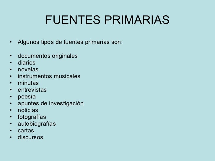 Fuentes Primarias y Secundarias