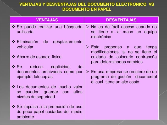 Ventajas Y Desventajas De Los Documentos En Papel
