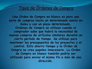 EspecíficoSOLICITUD DE COTIZACIÓNORDEN  DE  COMPRA 