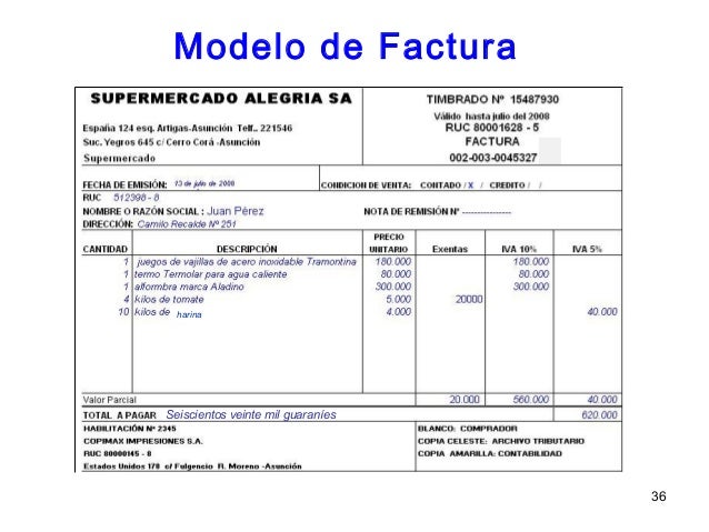 formato de facturas de compra