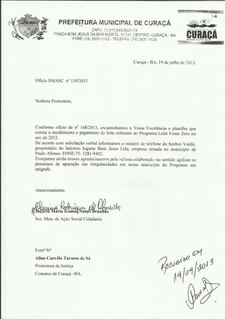 Documentação do programa leite fome zero