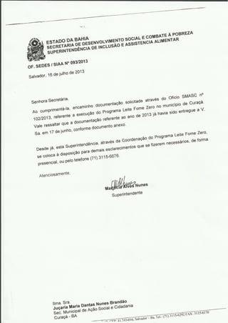 Documentação do programa leite fome zero