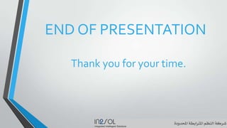 END OF PRESENTATION
Thank you for your time.
 