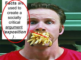 Facts are
used to
create a
socially
critical
argument
(exposition
) .
 