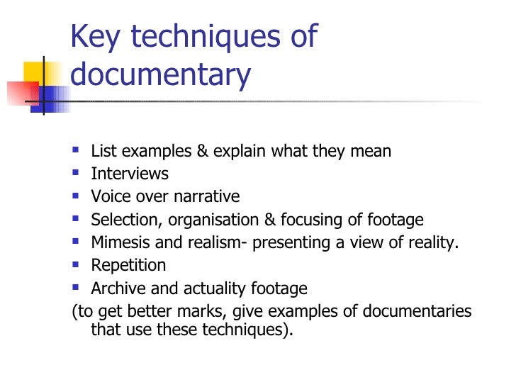 Documentary Secondary Research