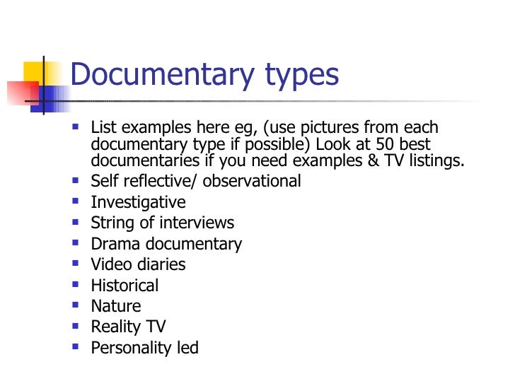 Documentary Secondary Research