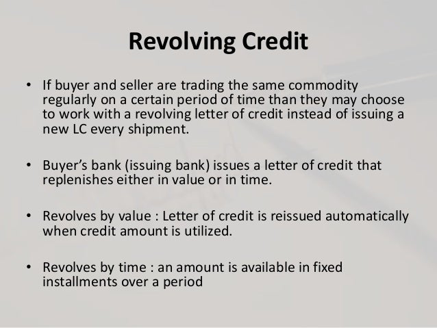 revolving documentary letter of credit