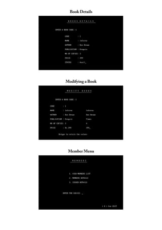 Book Details
Modifying a Book
Member Menu
 