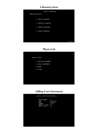 Laboratory menu
Physics Lab
Adding A new Instrument
 