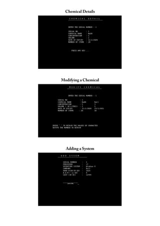 Chemical Details
Modifying a Chemical
Adding a System
 