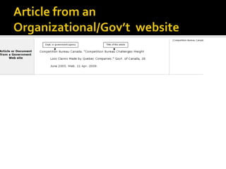 Article from an Organizational/Gov’t  website