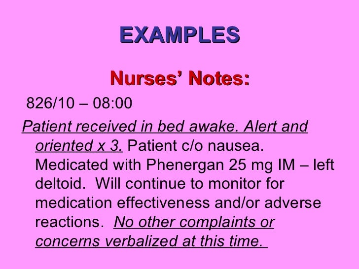 Example Of Charting Nursing Notes