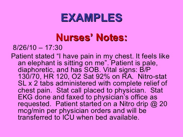 Sample Of Narrative Charting Nursing