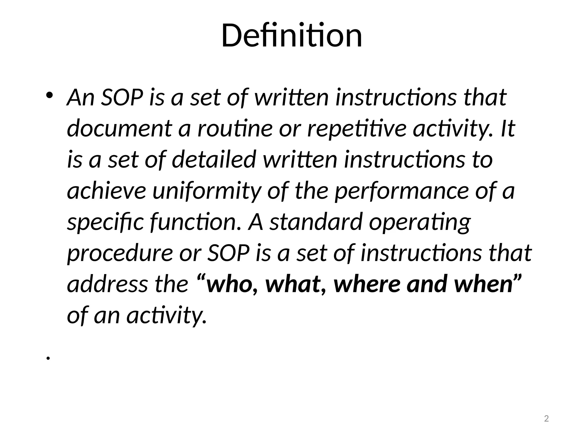 Documentation and SOP requirements. How to format a SOP. Importance of ...