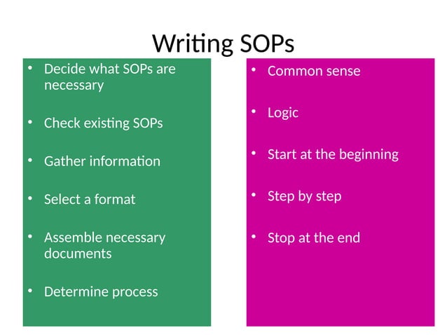 Documentation and SOP requirements. How to format a SOP. Importance of ...