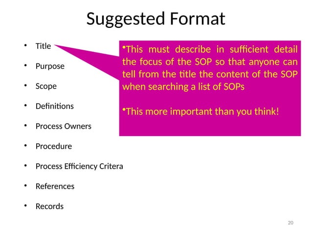 Documentation and SOP requirements. How to format a SOP. Importance of ...