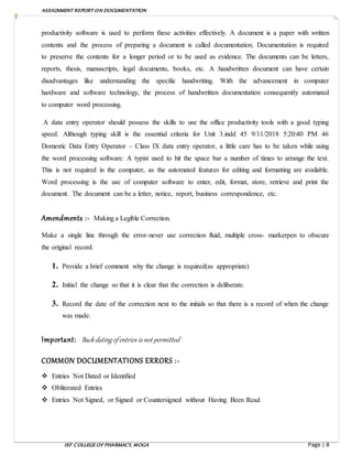 Documentation assignment | DOCX
