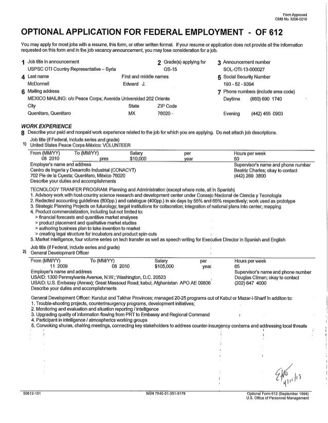 of government service form of612