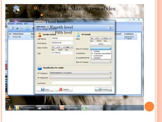    Click to edit Master text styles
     Second       level
       Third level
          Fourth level

              Fifth level
 