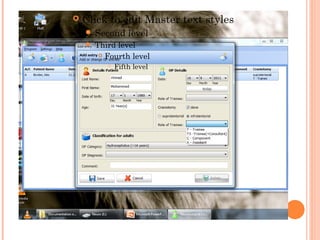    Click to edit Master text styles
     Second       level
       Third level
          Fourth level

              Fifth level
 
