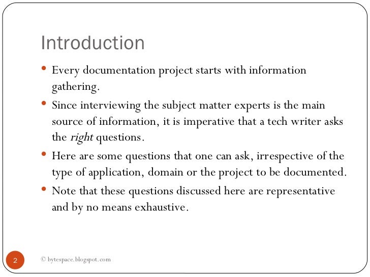 Documentation Questionnaire