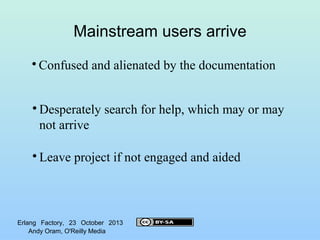 Mainstream users arrive






Confused and alienated by the documentation
Desperately search for help, which may or may...