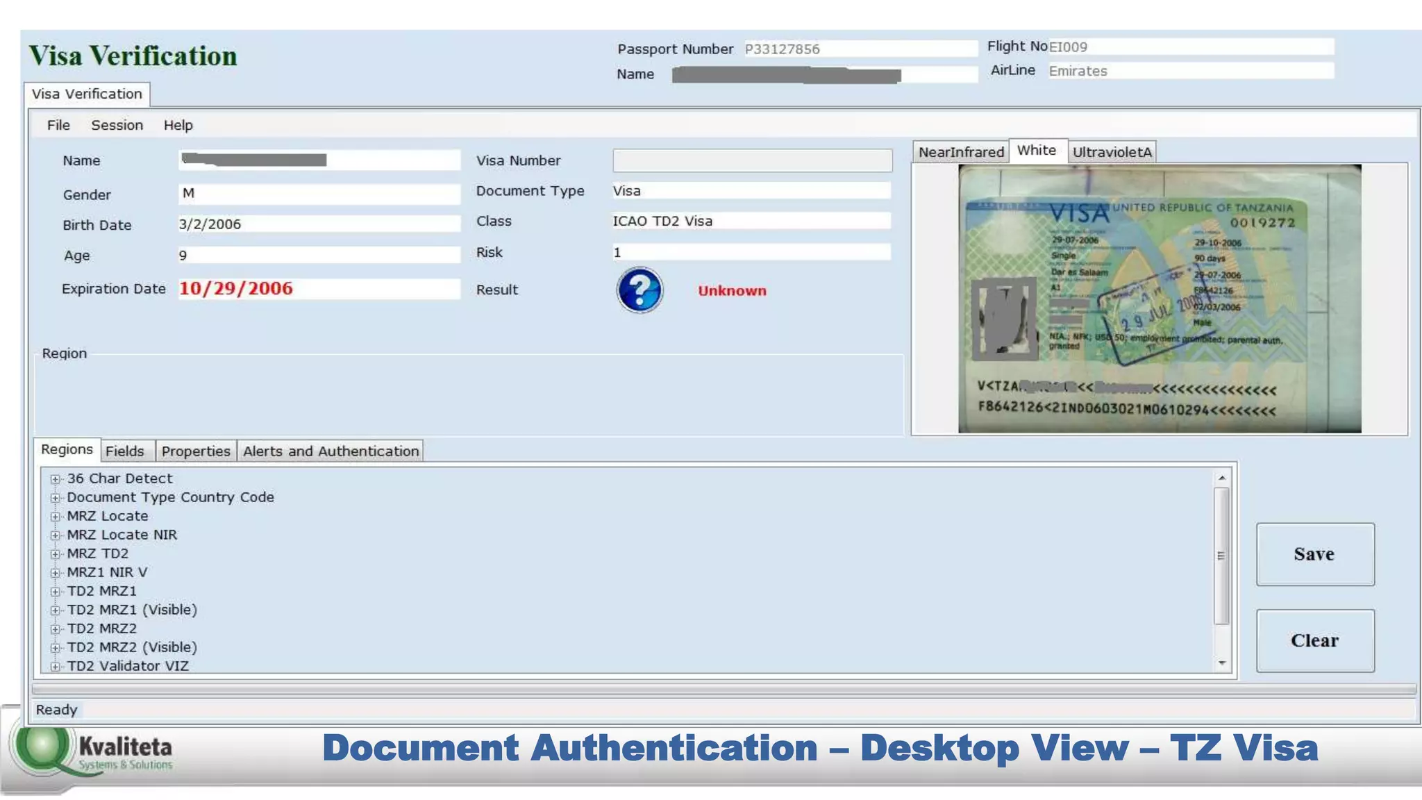 Document Authentication – Desktop View – TZ Visa
 