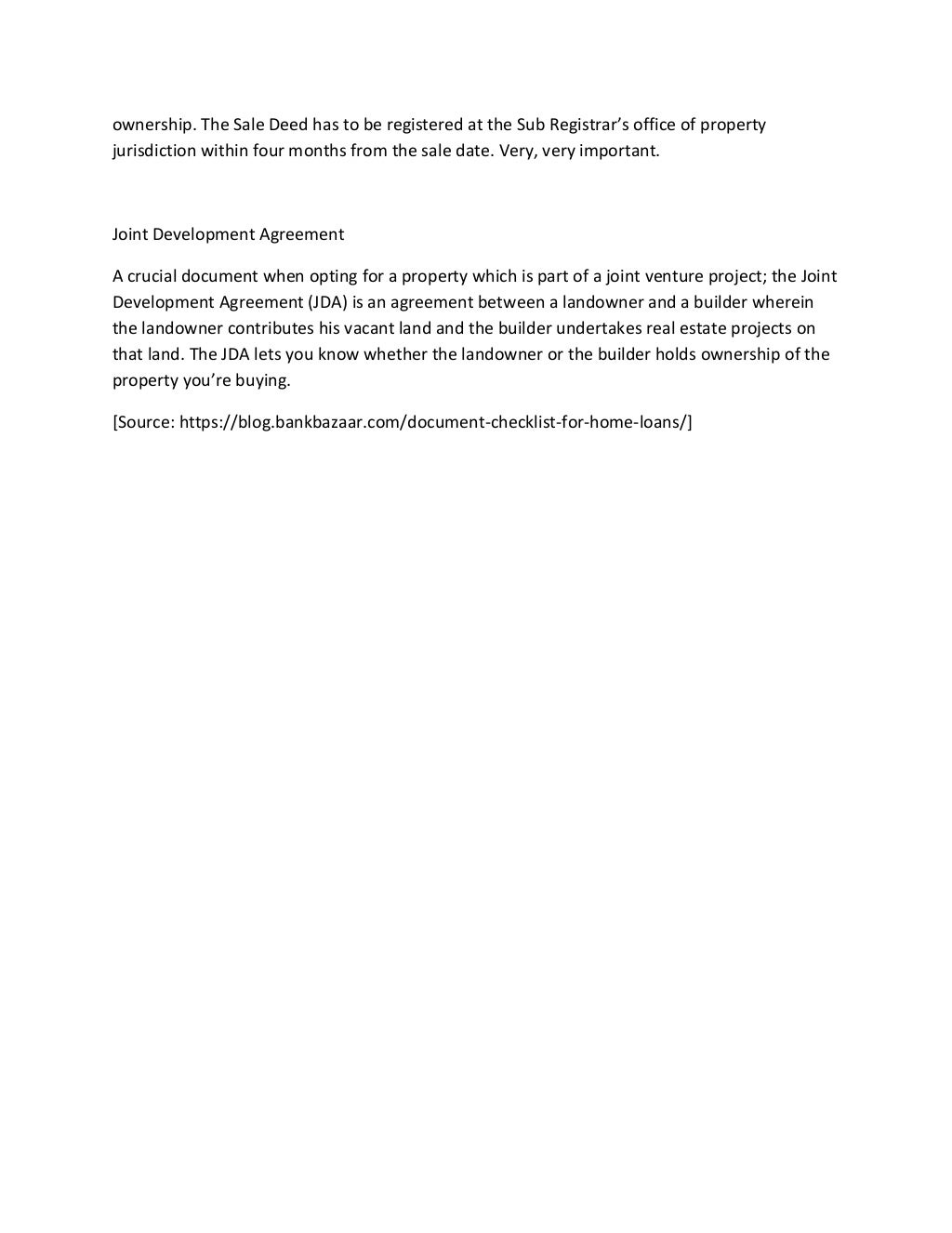 Document Checklist For Home Loans