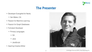 © All Rights Reserved 2014 | Neo Technology, Inc. 
Agenda 
• Introduction to Neo4j 
• Introduction to Graph-based Document Classification 
• Graph-based Hierarchical Pattern Recognition 
• Generating a Vector Space Model for Recommendations 
• Graphify for Neo4j 
• U.S. Presidential Speech Transcript Analysis 
2 
 