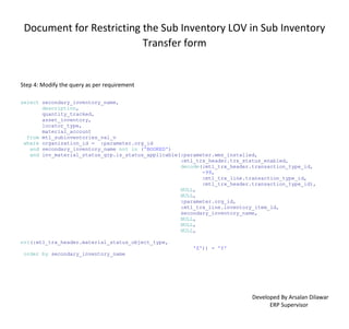 Document for restricting lov using form personalization | PDF