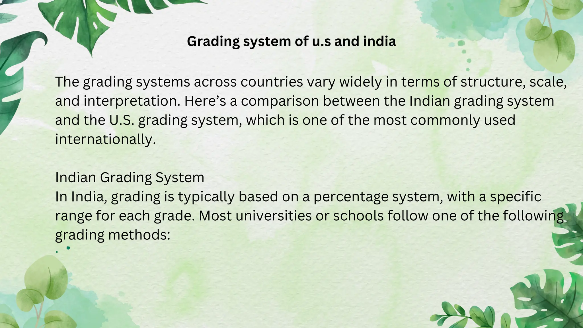 GRADING SYSTEM OF US AND INDIA AS COMPARISON | PDF