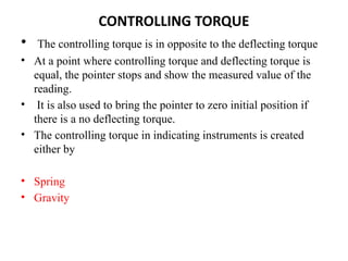 Control Torque In Instruments Comprehensive Overview of Electrical Measuring Instruments and Their ...