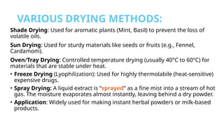 Shade Drying Example Pharmacognosy VELVIZHE.pptx for medicinal plants | PPTX