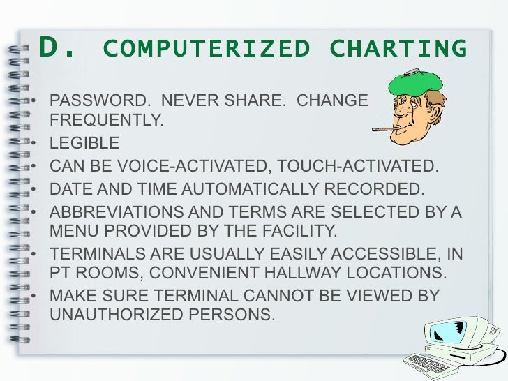 documenting and reporting computerized charting