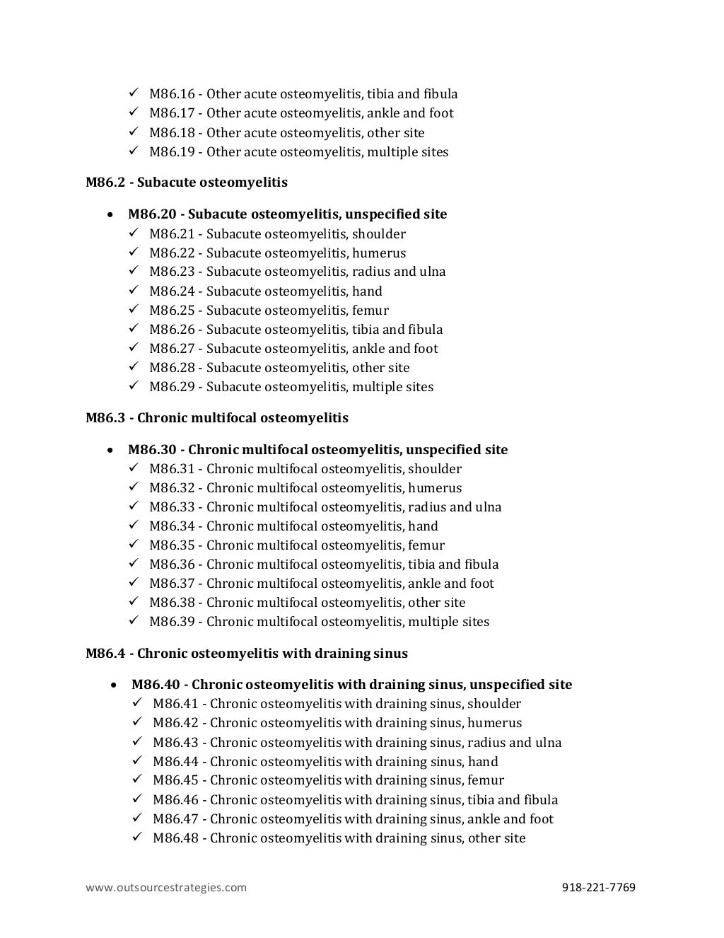 Documenting osteomyelitis symptoms, diagnosis and icd10 codes