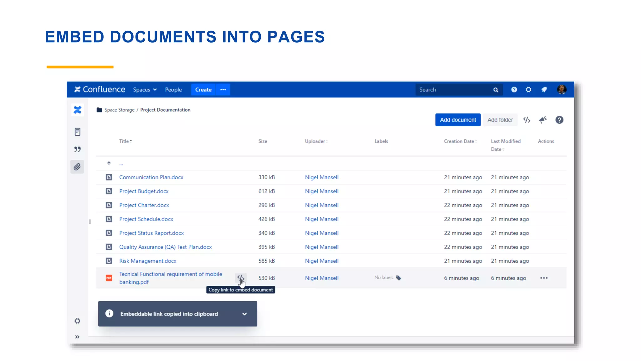 EMBED DOCUMENTS INTO PAGES
 