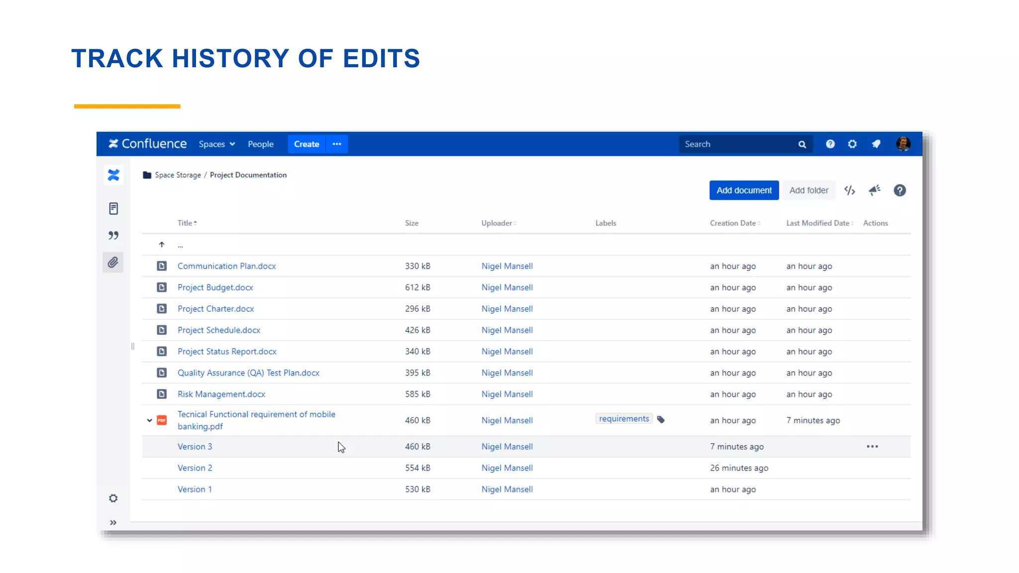TRACK HISTORY OF EDITS
 