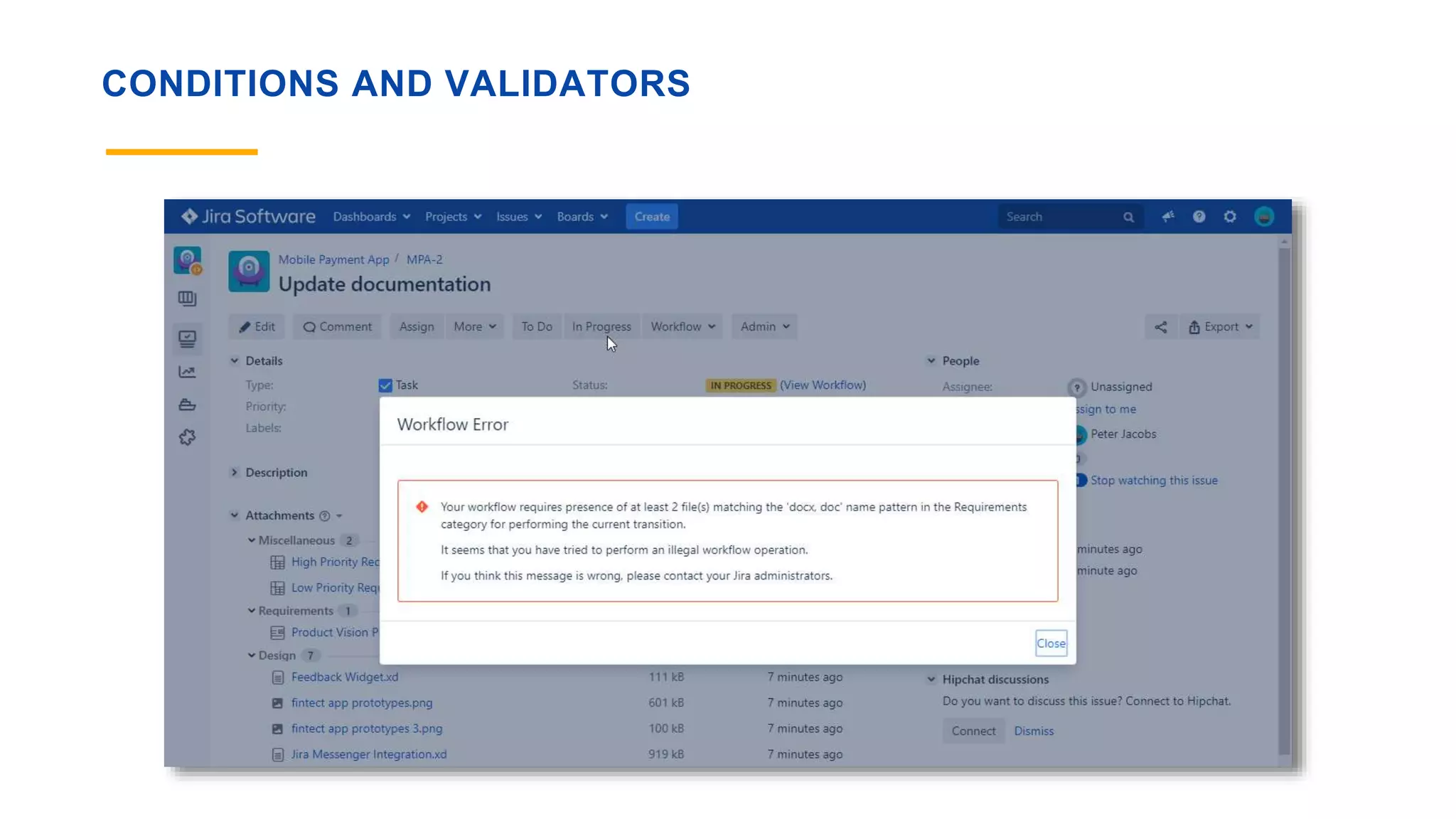 CONDITIONS AND VALIDATORS
 