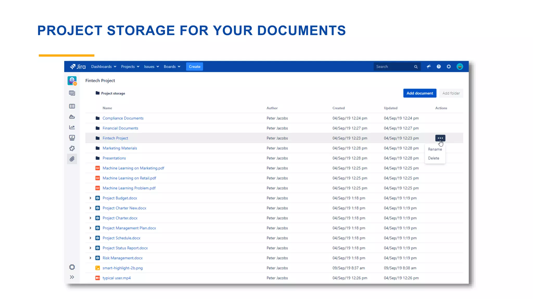 PROJECT STORAGE FOR YOUR DOCUMENTS
 