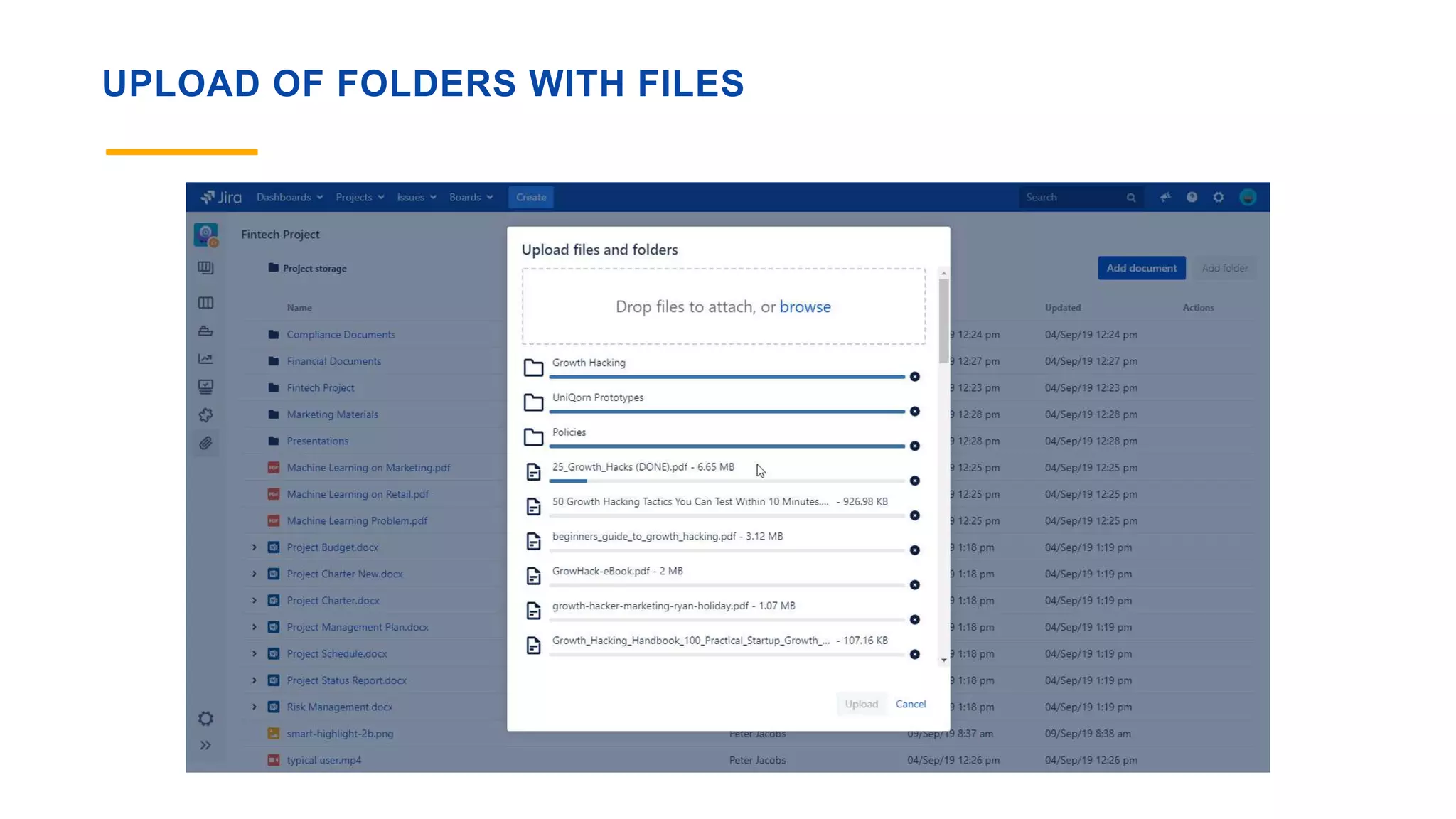 UPLOAD OF FOLDERS WITH FILES
 