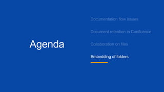 Agenda
Embedding of folders
 