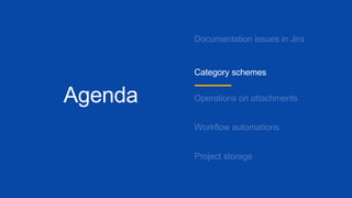 Agenda
Category schemes
 