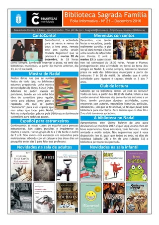 Biblioteca Sagrada Familia
Folla Informativa - Nº 21 – Decembro 2016
 