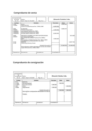 Comprobante de venta
Comprobante de consignación
 