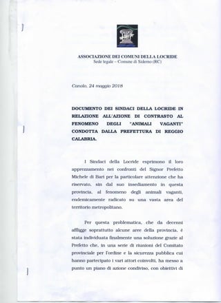 Documento sindaci Locride